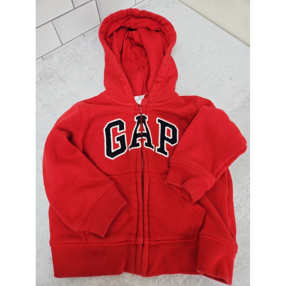 BABY GAP Red Full zip hoodie with pockets  size 12-18 months